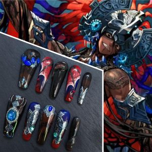 FGO Camazotz press on nails|handmade press on nails|long black nails|cosplay nails claws