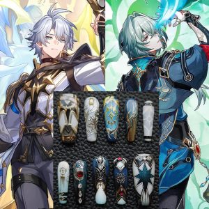 Honkai: Star Rail  impact nails|Phainon&Anaxa press on nails|handpainted anime nails